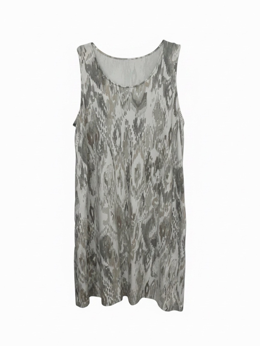 J.Jill Pure Jill Affinity Ikat-Print Tank Dress Size L Gray and White NWOT